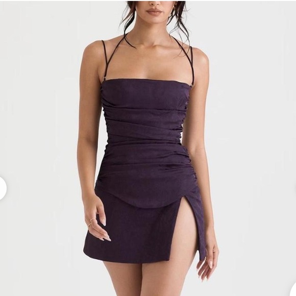 House of CB Dark Purple Strappy Mini Dress - Picture 1 of 6